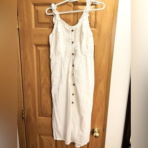 White Cotton Summer Dress - Large